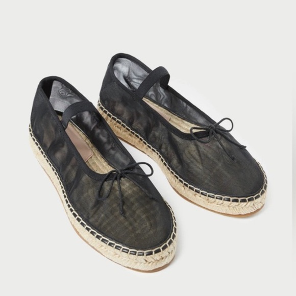 Loeffler Randall Shoes - Loeffler Randall Black Mesh Espadrille Flats